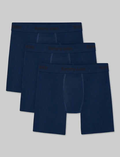 Second Skin Luxe Rib Mid-Length Boxer Brief 6" (3-Pack)