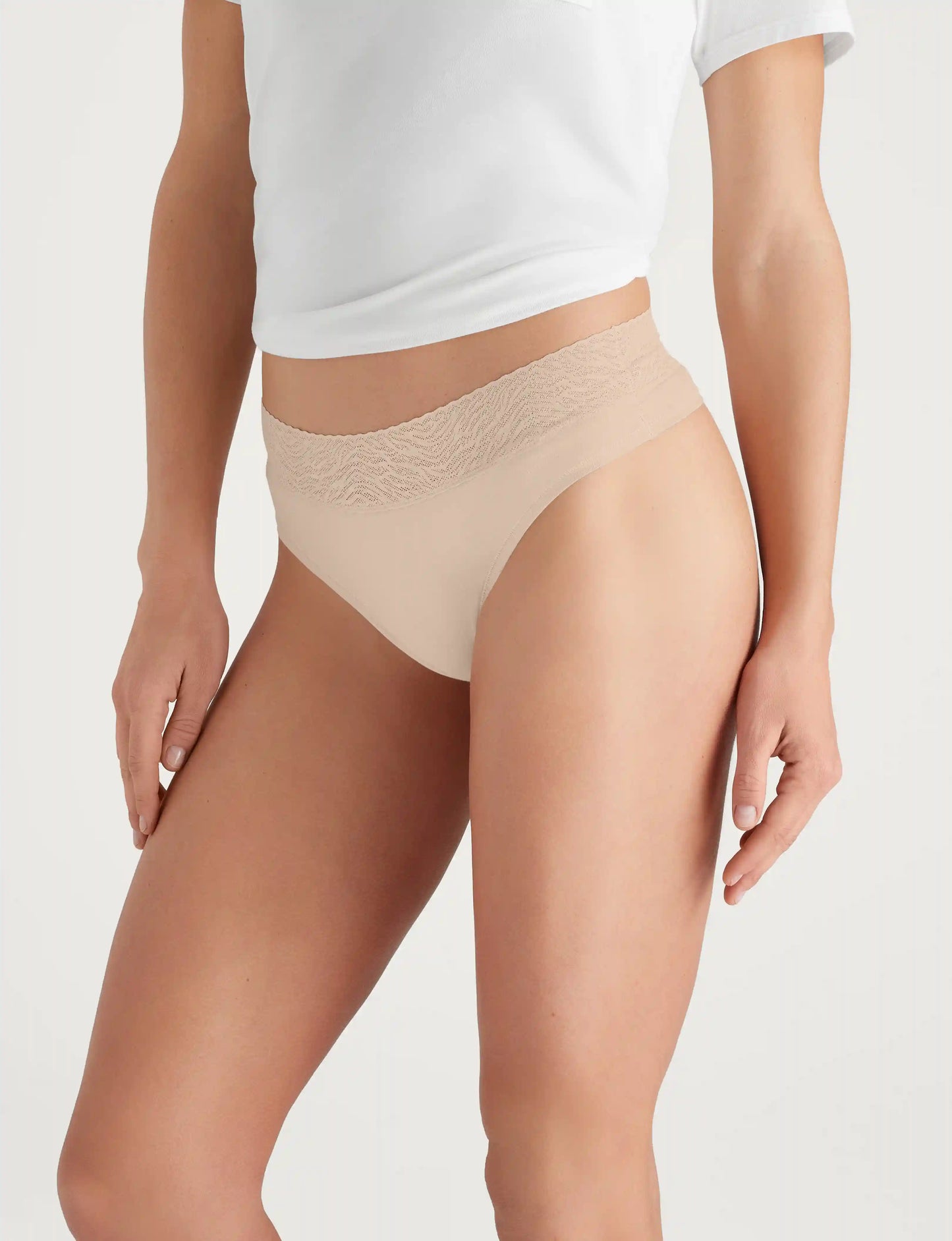 Women's Cool Cotton Thong, Lace Waist (5-Pack)