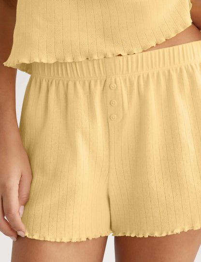 Women's Cotton Pointelle Rib Sleep Short