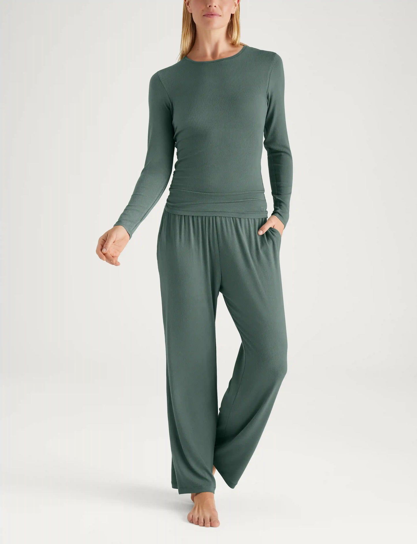 Women's Micro Rib Long Sleeve Tee & Pant Set