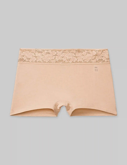 Women's Second Skin Boyshort, Lace Waist