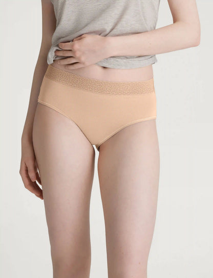 Women's Second Skin High-Rise Brief, Lace Waist (5-Pack)
