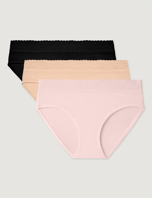 Women's Second Skin Brief, Lace Waist (3-Pack)
