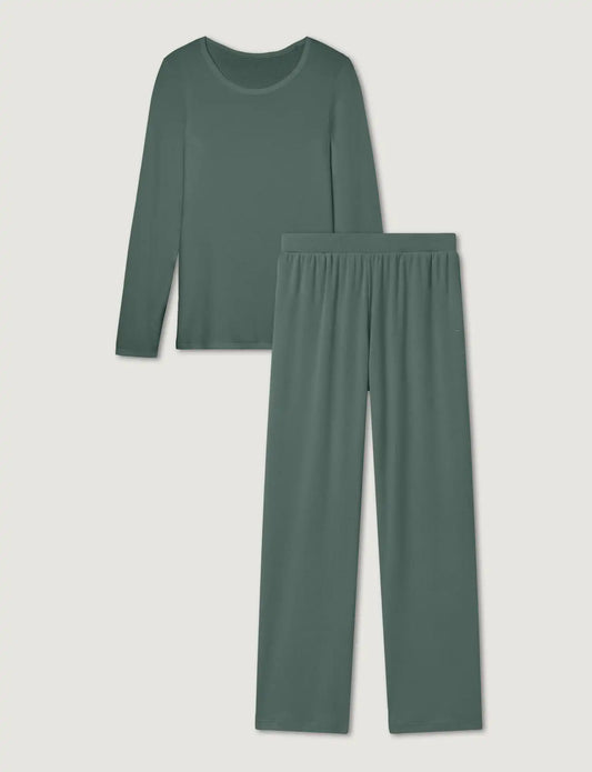 Women's Micro Rib Long Sleeve Tee & Pant Set