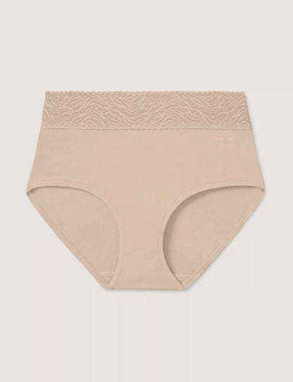 Women's Cool Cotton High Rise Brief, Lace Waist