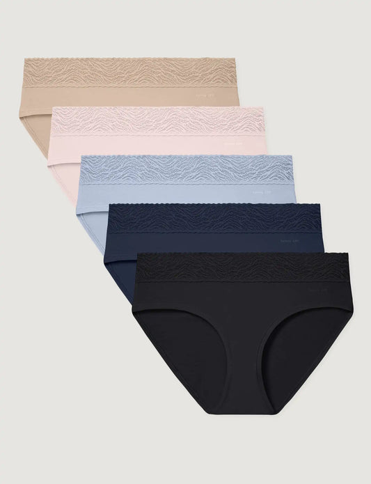Women's Cool Cotton Brief, Lace Waist (5-Pack)