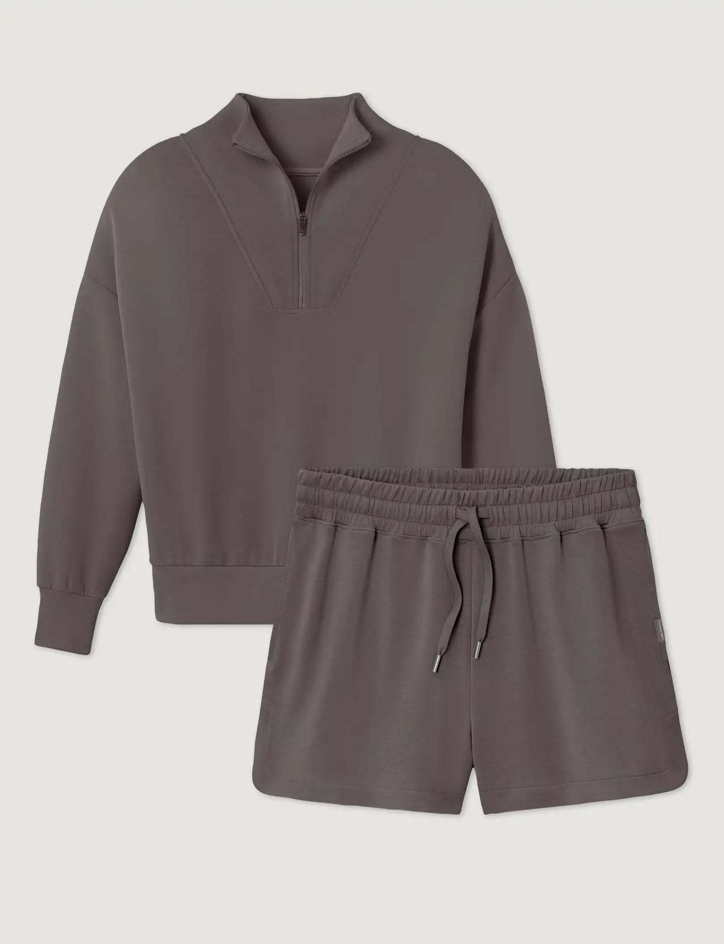 Women's Luxe Traveler Knit Quarter Zip & Mid-Rise Short Set