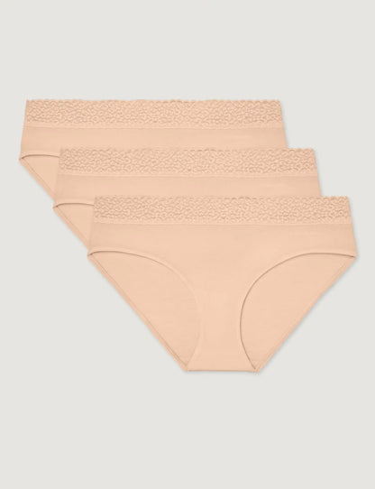 Women's Second Skin Brief, Lace Waist (3-Pack)