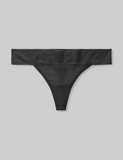 Women's Cool Cotton Thong, Lace Waist