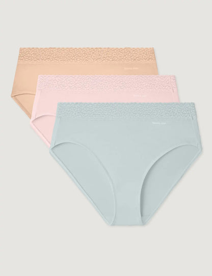 Women's Second Skin High-Rise Brief, Lace Waist (3-Pack)