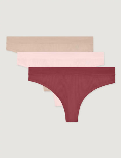 Women's Second Skin Luxe Rib Thong (3-Pack)