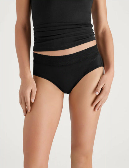Women's Cool Cotton High Rise Brief, Lace Waist (3-Pack)