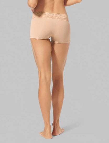 Women's Second Skin Boyshort, Lace Waist