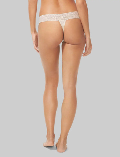 Women's Cool Cotton Thong, Lace Waist