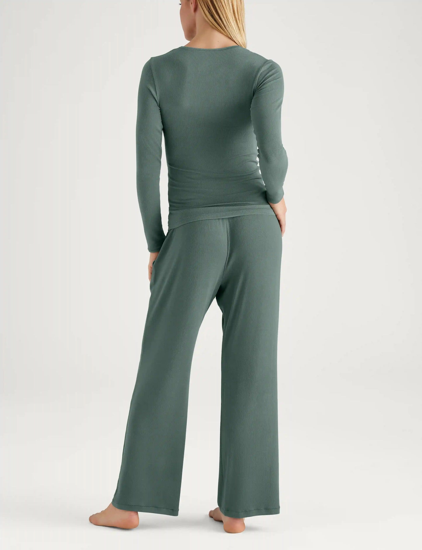 Women's Micro Rib Long Sleeve Tee & Pant Set