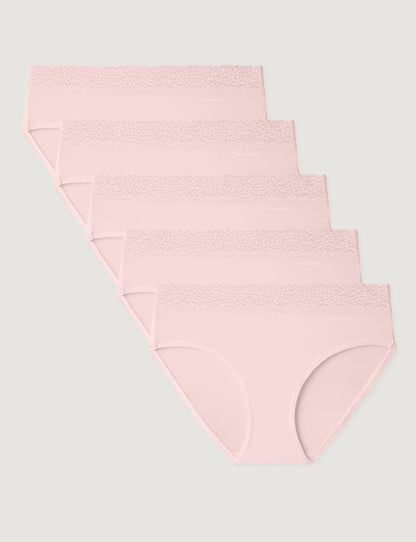 Women's Second Skin Brief, Lace Waist (5-Pack)