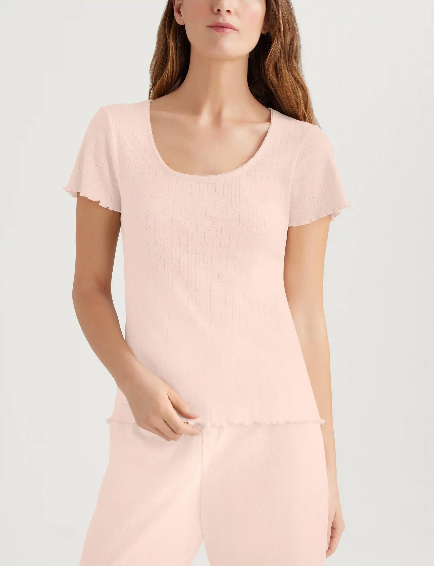 Women's Cotton Pointelle Rib Tee & Short Set