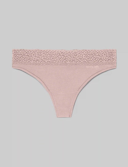 Women's Second Skin Thong, Lace Waist
