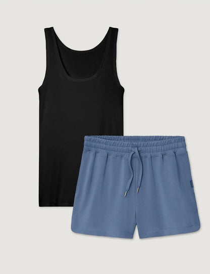 Women's Micro Rib Tank & Luxe Traveler Knit Short Set