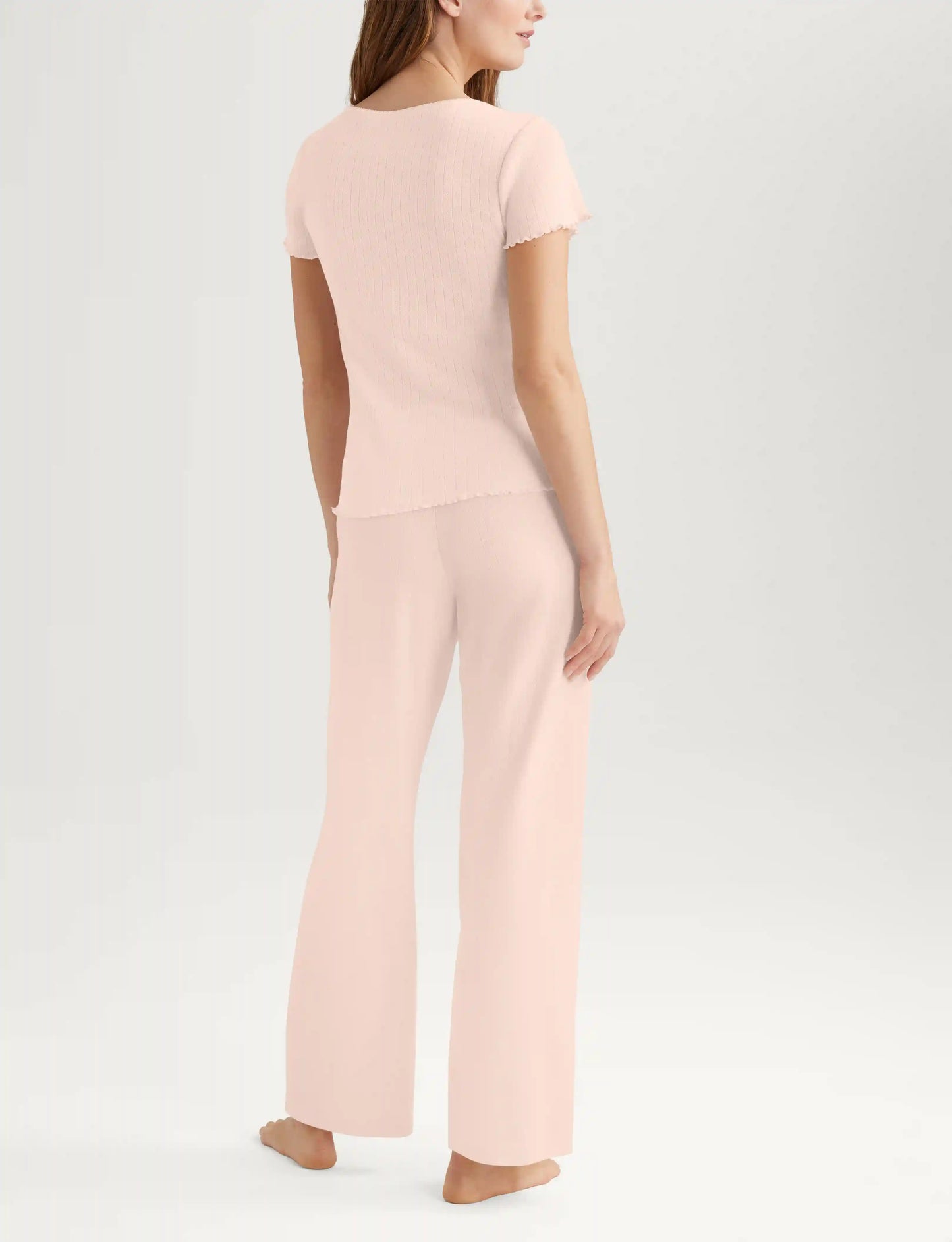 Women's Cotton Pointelle Rib Tee & Pant Set