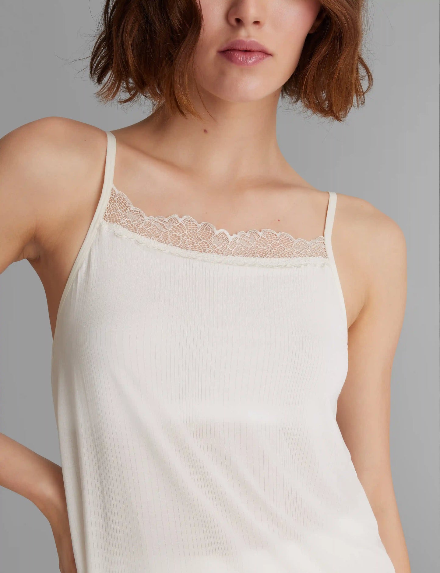 Women's Second Skin Luxe Rib Lace Cami