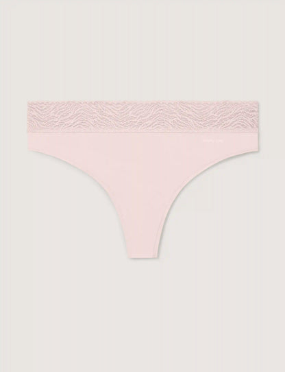 Women's Cool Cotton Thong, Lace Waist