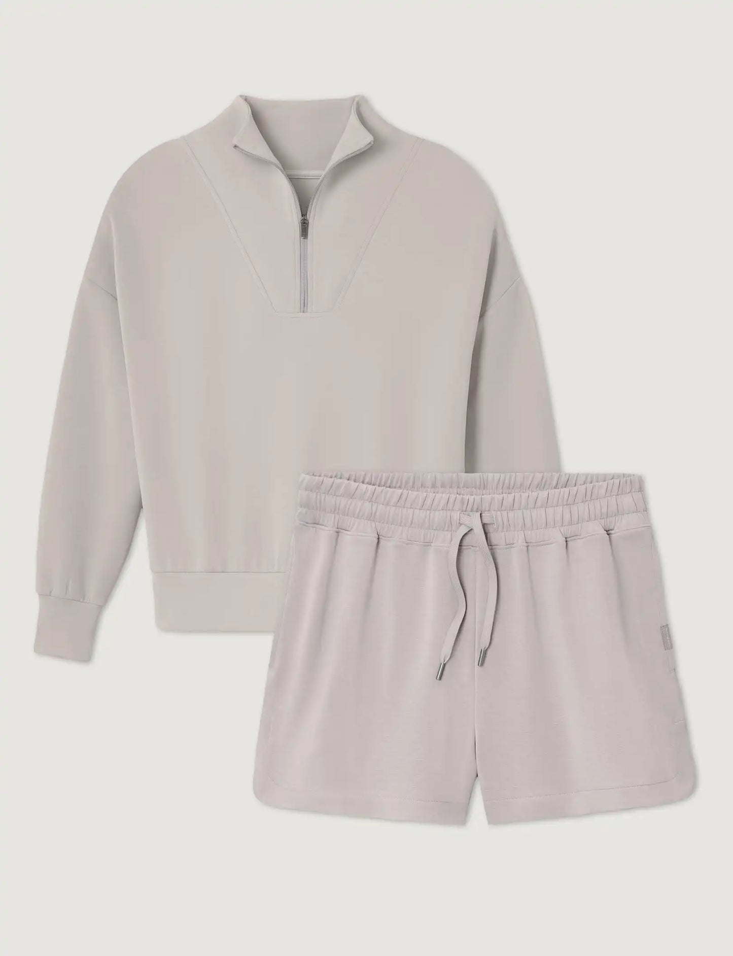 Women's Luxe Traveler Knit Quarter Zip & Mid-Rise Short Set