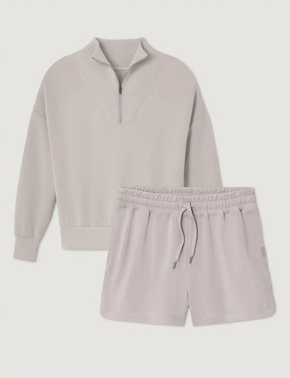 Women's Luxe Traveler Knit Quarter Zip & Mid-Rise Short Set