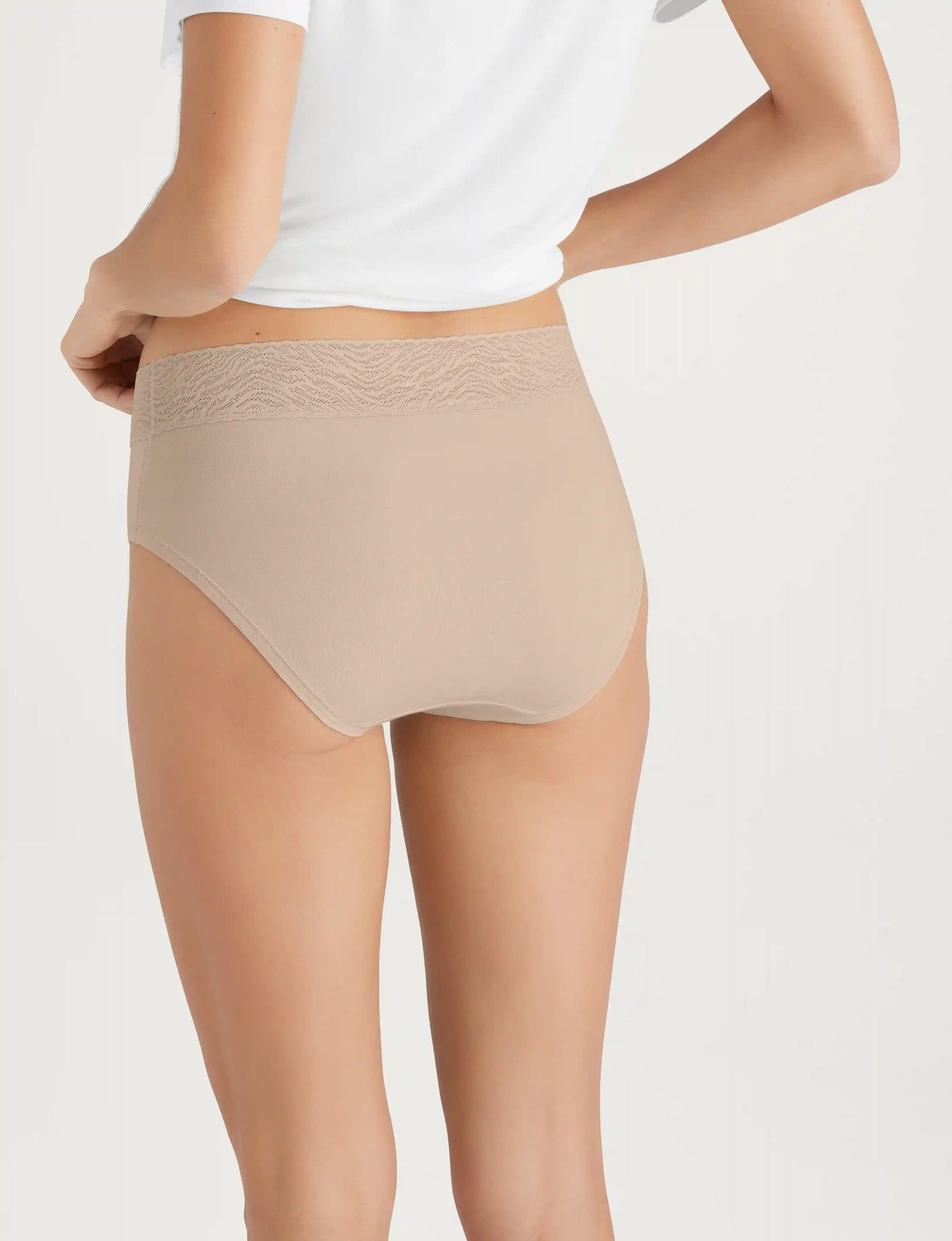 Women's Cool Cotton High Rise Brief, Lace Waist