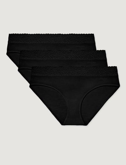 Women's Second Skin Brief, Lace Waist (3-Pack)