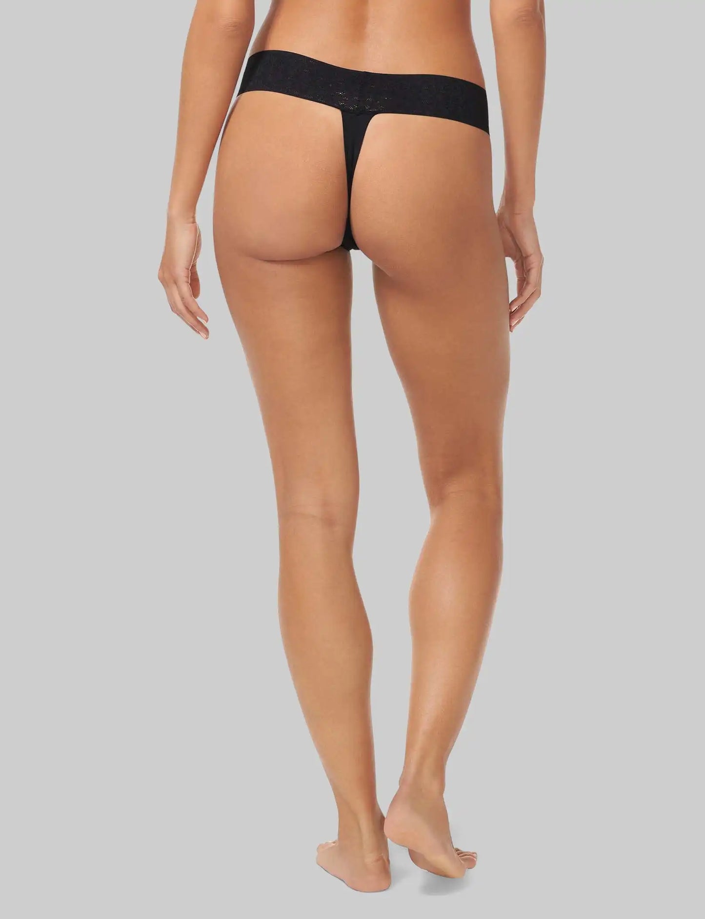 Women's Cool Cotton Thong, Lace Waist