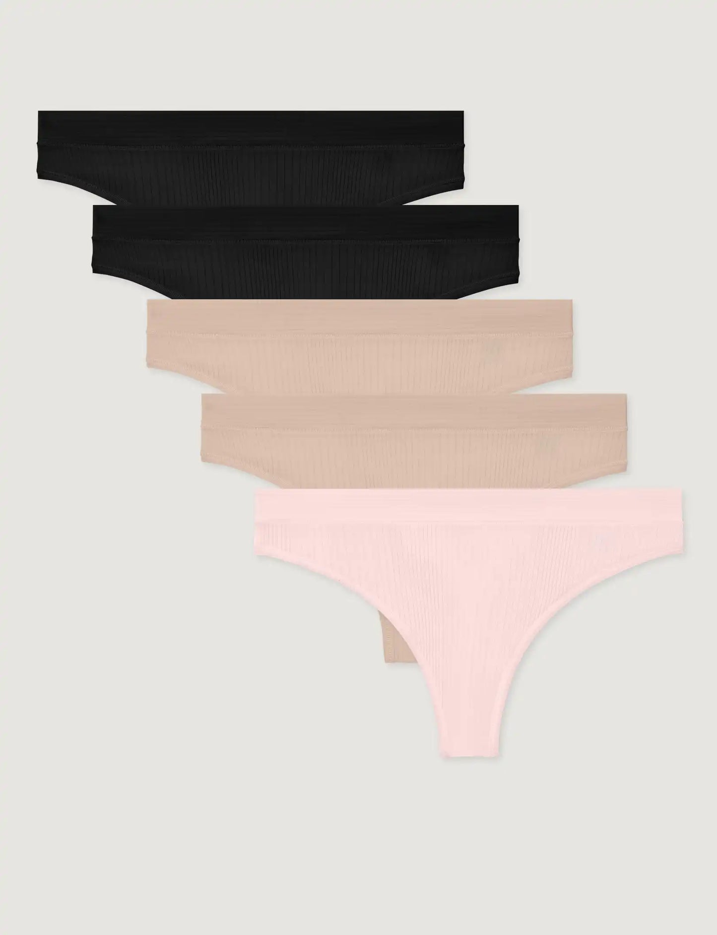 Women's Second Skin Luxe Rib Thong (5-Pack)