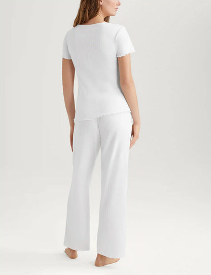 Women's Cotton Pointelle Rib Tee & Pant Set