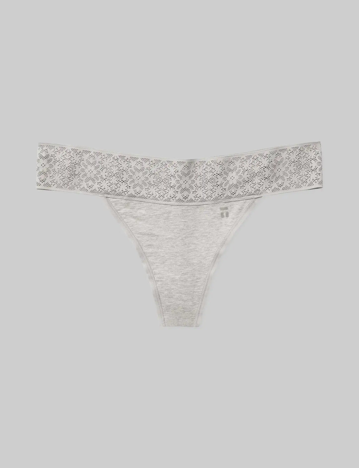 Women's Cool Cotton Thong, Lace Waist