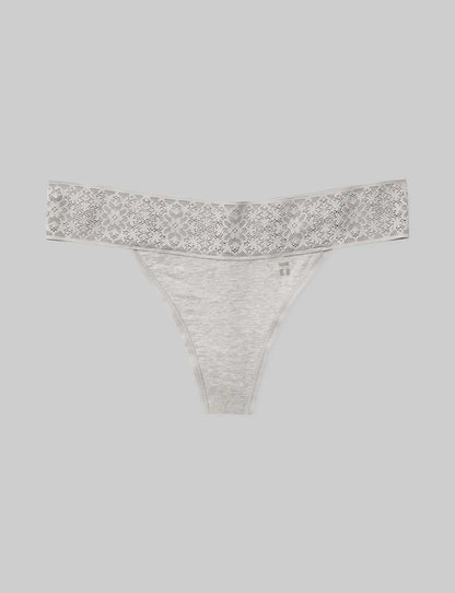 Women's Cool Cotton Thong, Lace Waist
