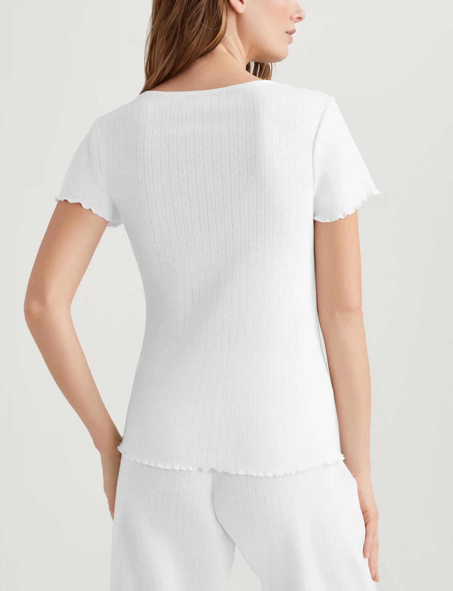 Women's Cotton Pointelle Rib Tee & Short Set