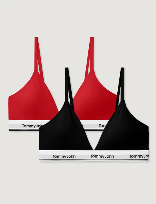 Signature Cotton Triangle Bralette (2-Pack)