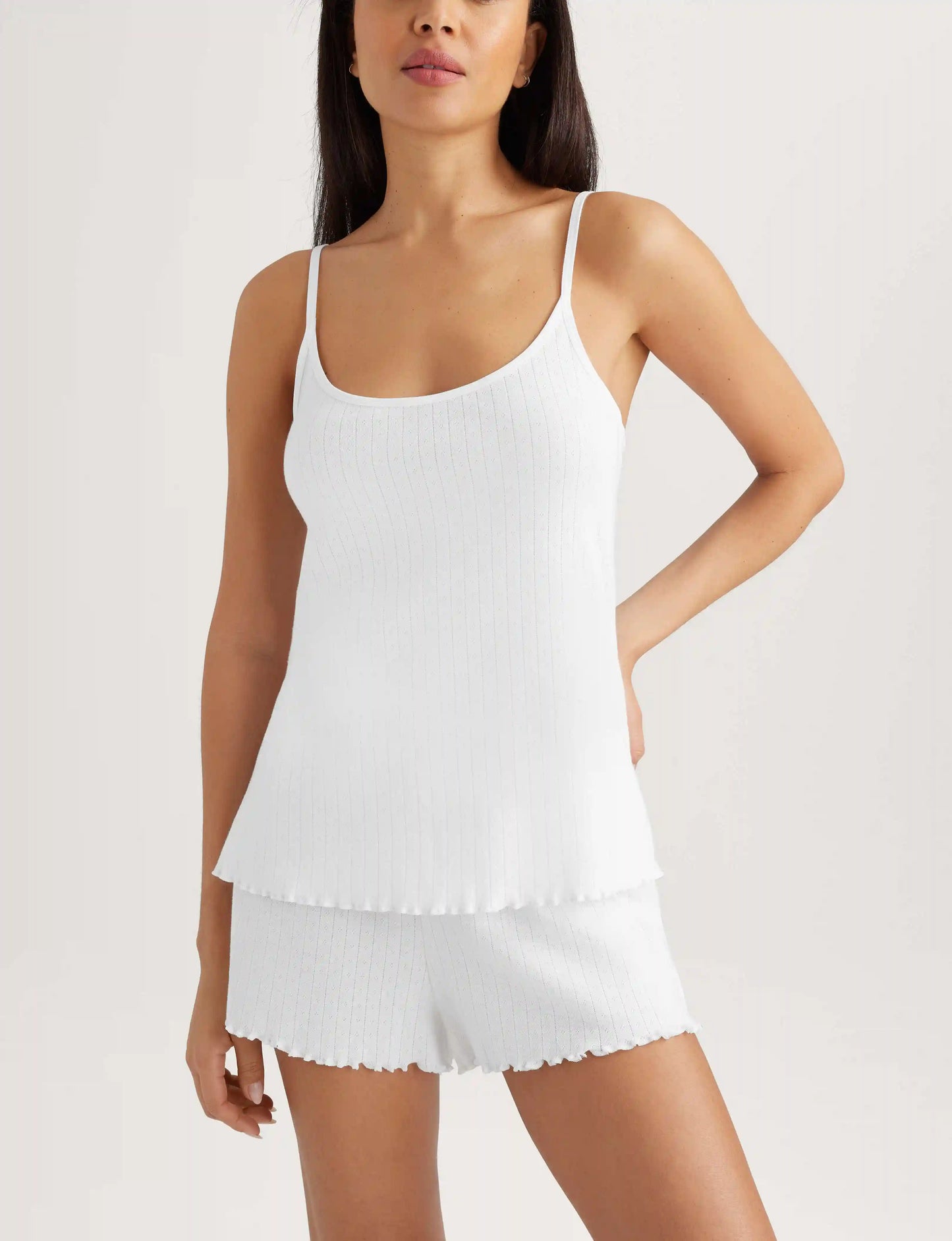 Women's Cotton Pointelle Rib Cami & Short Set