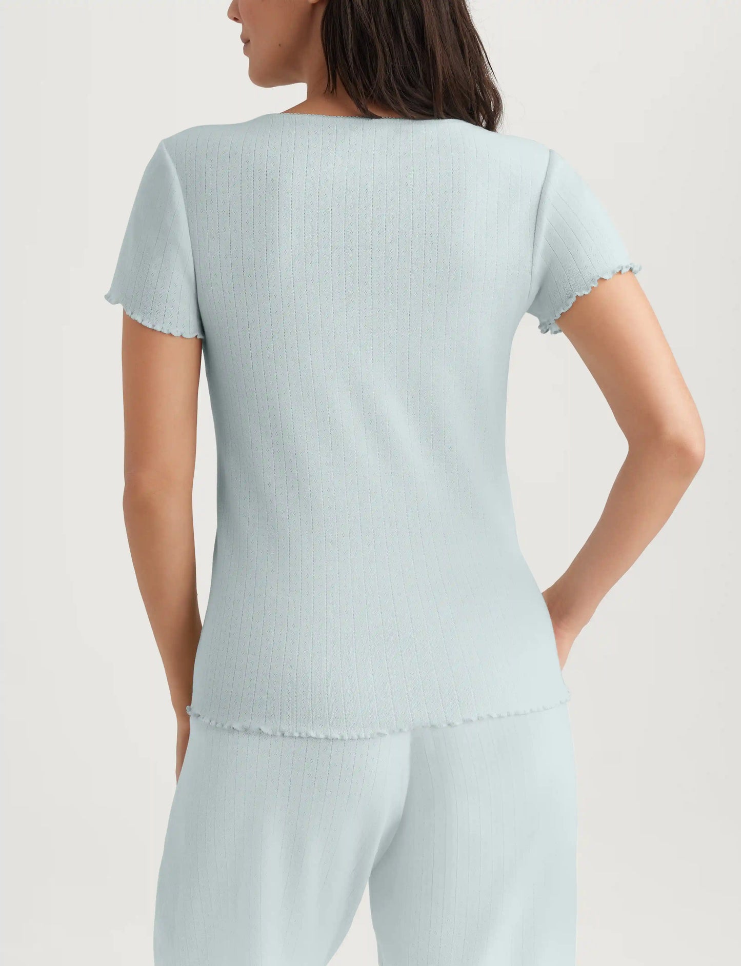 Women's Cotton Pointelle Rib Tee & Short Set