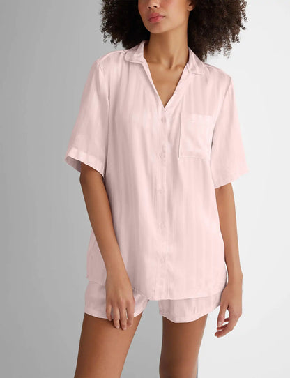 Women's Satin Jacquard Pajama Top & Short Set