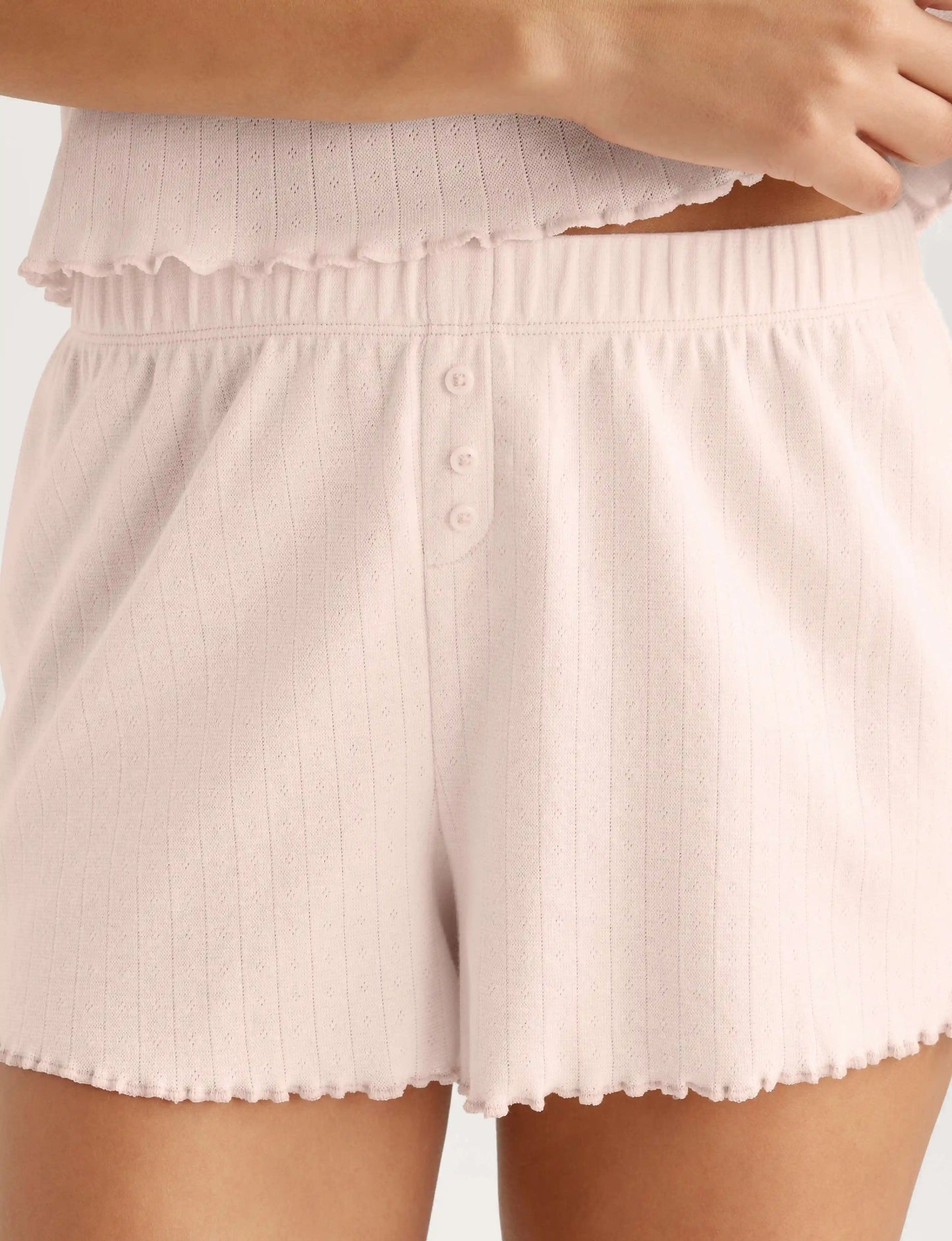 Women's Cotton Pointelle Rib Sleep Short