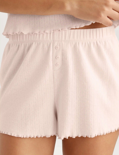 Women's Cotton Pointelle Rib Sleep Short